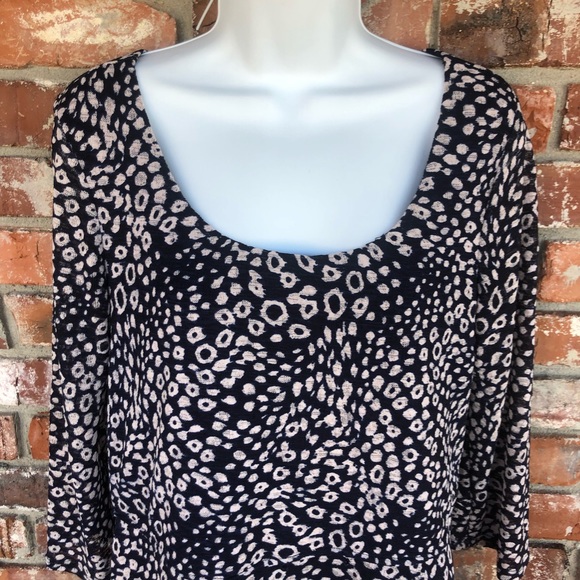 Luxology blue and cream 3/4 length sleeve midi dress size medium - Picture 5 of 6